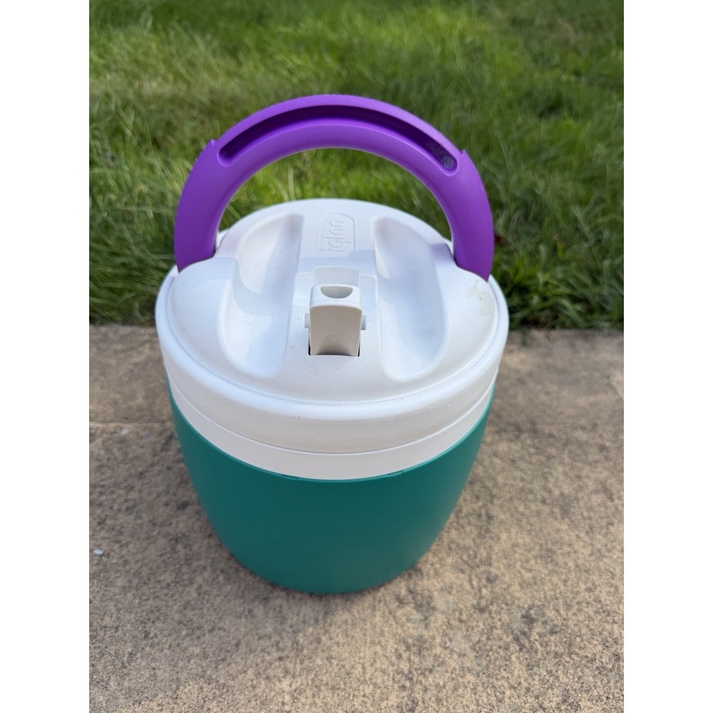 Vintage Igloo Elite 1 Gallon Water Cooler Jug Purple Green White